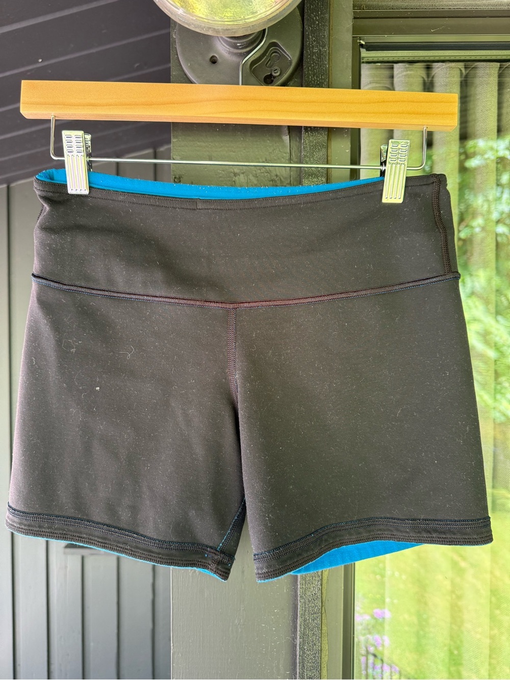 lululemon athletica Black Bike Shorts with Blue Trim